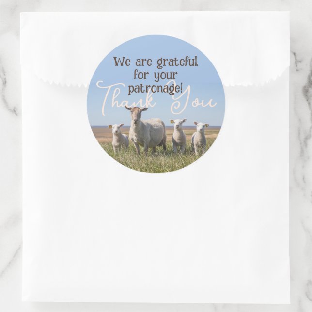 Thank You Sheep Yarn Fiber Business Sticker (Bag)
