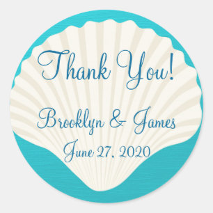 Thank You Shells On Beach Wedding Stickers
