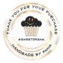 Thank You Shop Chocolate Muffin Smile Gold White Classic Round Sticker