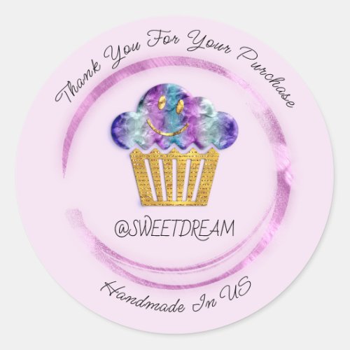 Thank You Shop Mermaid Muffin Logo Berry Pink  Classic Round Sticker