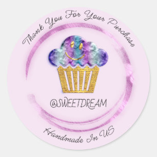 Thank You Shop Mermaid Muffin Logo Berry Pink  Classic Round Sticker