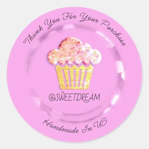Thank You Shop Mermaid Muffin Logo Gold Pink  Classic Round Sticker