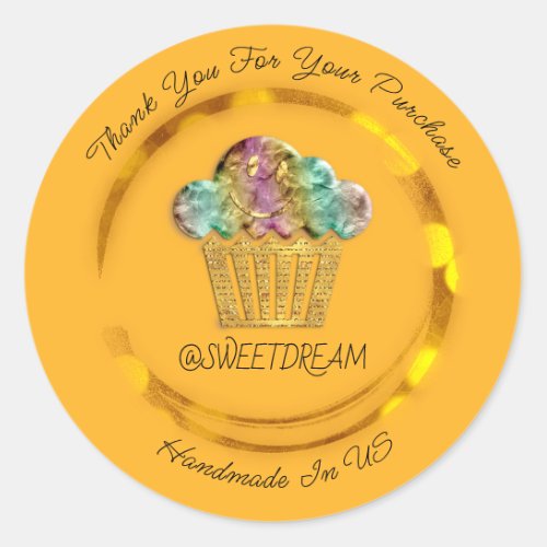 Thank You Shop Mermaid Muffin Logo Golden Smile  Classic Round Sticker