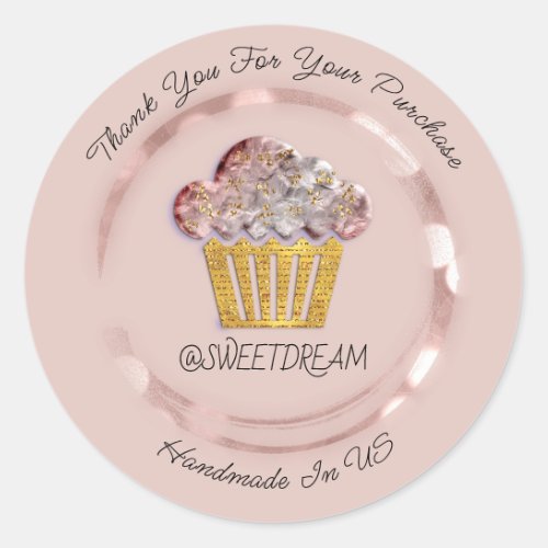 Thank You Shop Mermaid Muffin Logo Rose Gold Classic Round Sticker