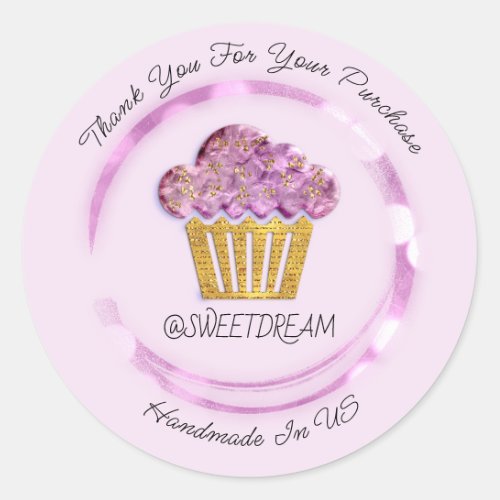 Thank You Shop Mermaid Muffin Logo Rose Pink Classic Round Sticker