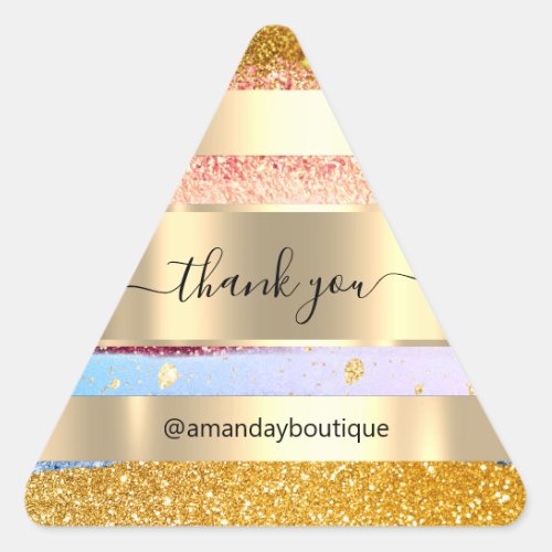 Thank You Shopping  Boutique Glitter Gold Triangle Triangle Sticker