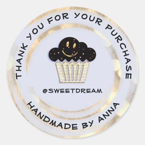 Thank You Shopping Chocolate Muffin Smile Blue Classic Round Sticker