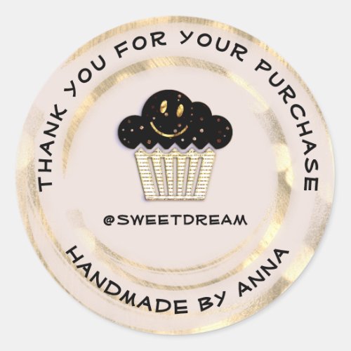 Thank You Shopping Chocolate Muffin Smile Pink Classic Round Sticker