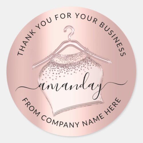 Thank You Shopping Cloth Hanger Boutique Shop Classic Round Sticker