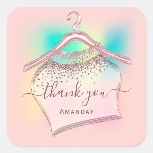 Thank You Shopping Custom Fashion Logo Boutique Square Sticker