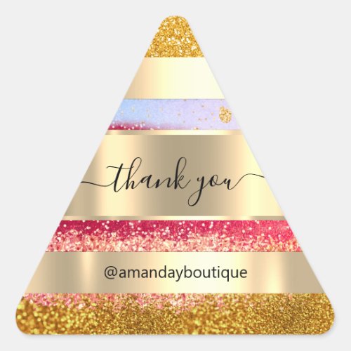 Thank You Shopping Custom Glitter Gold Triangle Triangle Sticker