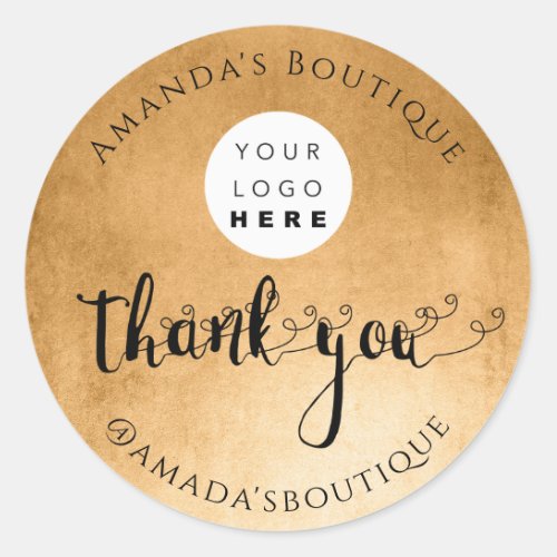  Thank You Shopping Custom Logo Gold Honey Ombre Classic Round Sticker