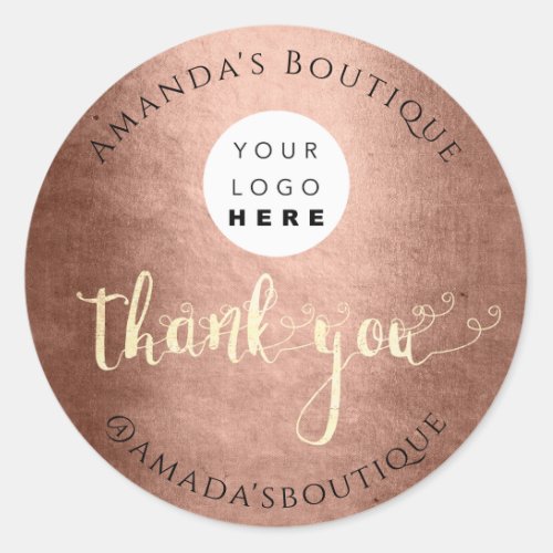  Thank You Shopping Custom Logo Rose Blush Classic Classic Round Sticker