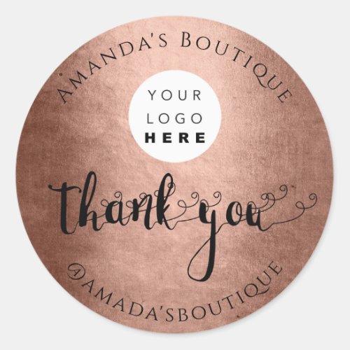  Thank You Shopping Custom Logo Rose Blush Classic Round Sticker