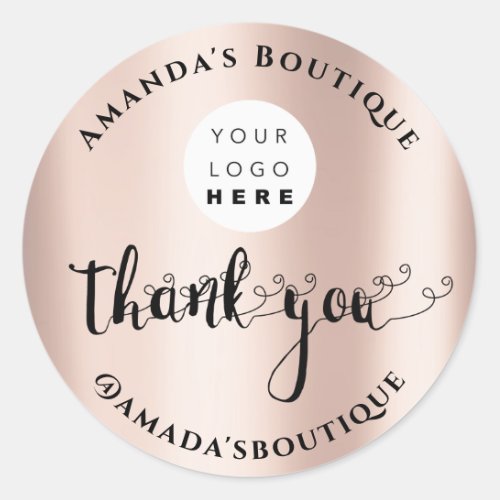  Thank You Shopping Custom Logo Rose Minimalism  Classic Round Sticker