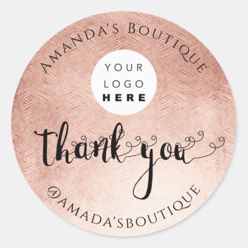  Thank You Shopping Custom Logo Rose Ombre Classic Round Sticker