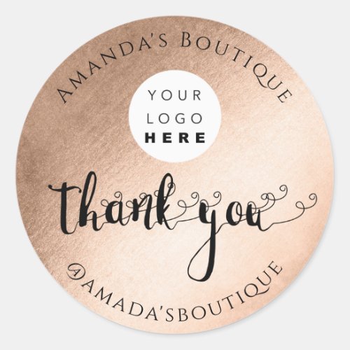  Thank You Shopping Custom Logo Rose Ombre Classic Round Sticker