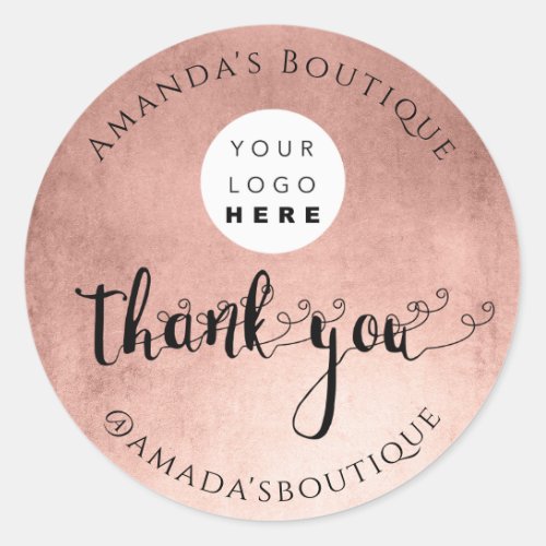  Thank You Shopping Custom Logo Rose Powder Online Classic Round Sticker