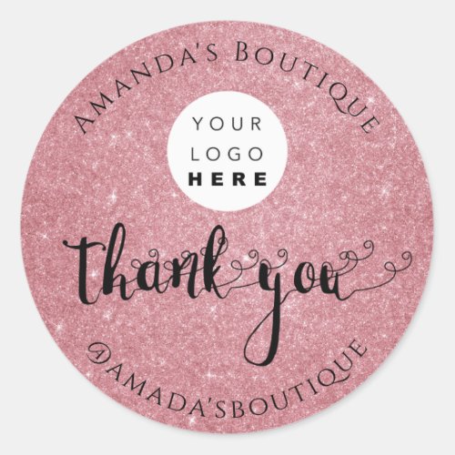  Thank You Shopping Custom Logo Rose Spark  Classic Round Sticker