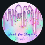 Thank You Shopping Drips Pink Confetti Holographic Classic Round Sticker<br><div class="desc">This is simply a modern tool that helps you to attract clients to your business and make your business grow
florenceKdesig@gmail.com Have a special day! 
FlorenceK design</div>