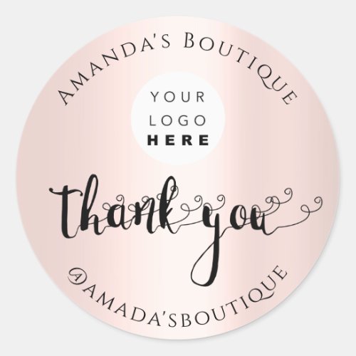  Thank You Shopping Logo Gold Logo Pastel Blush Classic Round Sticker