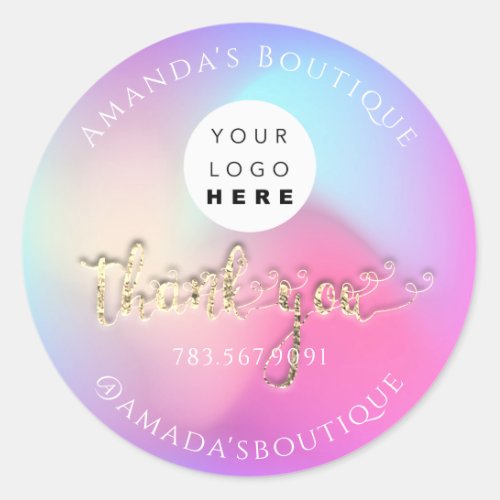  Thank You Shopping Logo Gold Logo Pink Blue Classic Round Sticker