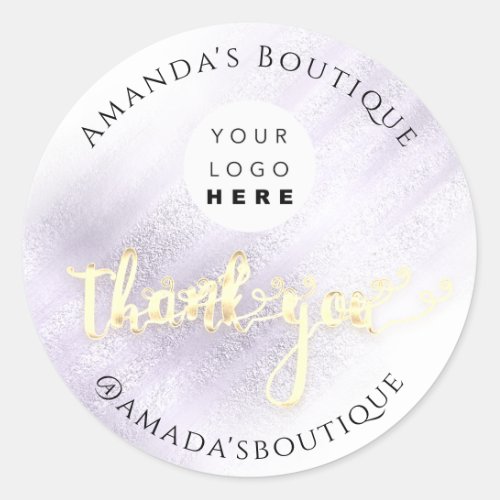  Thank You Shopping Logo Gold Logo Purple Ombre Classic Round Sticker