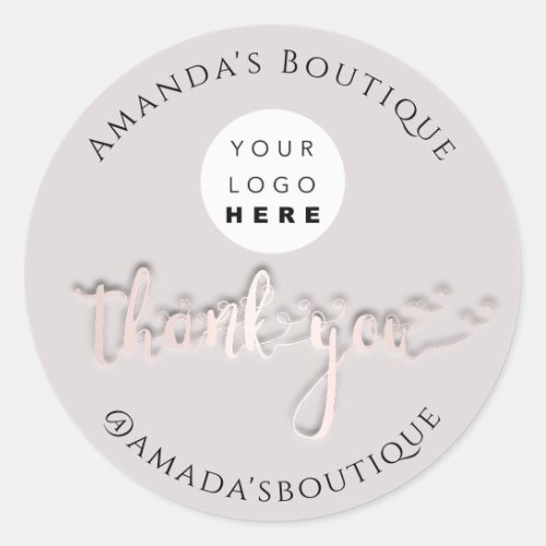  Thank You Shopping Logo Gold Logo Rose Powder 3D Classic Round Sticker