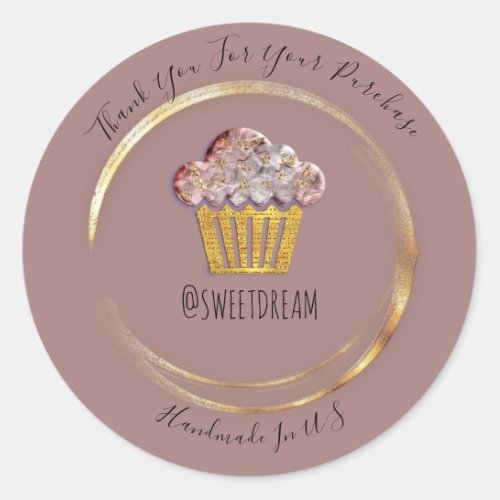 Thank You Shopping Logo Gold Sweet Muffin Candy  Classic Round Sticker
