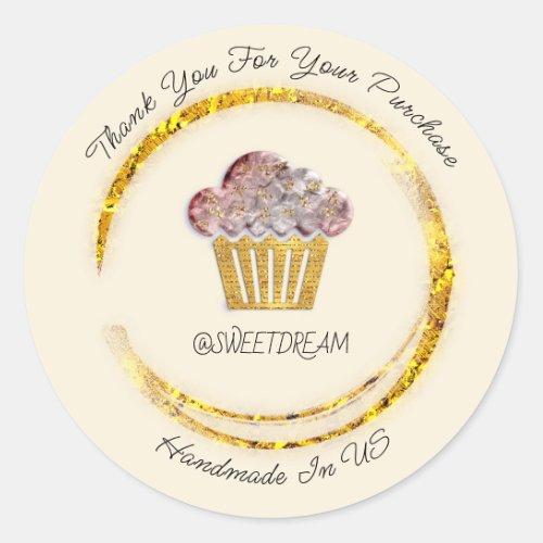 Thank You Shopping Logo Sweet Muffin Candy Shop Classic Round Sticker