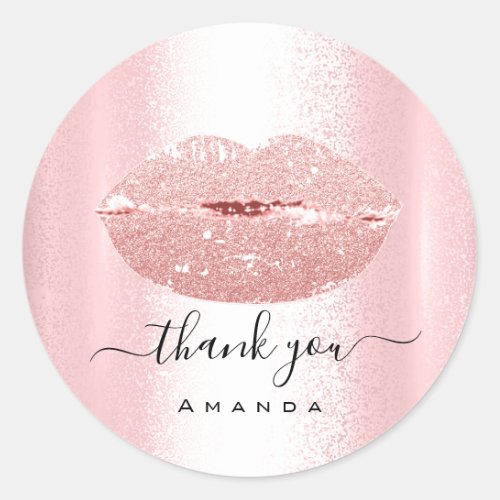 Thank You Shopping Makeup Kiss Lips Classic Round Sticker