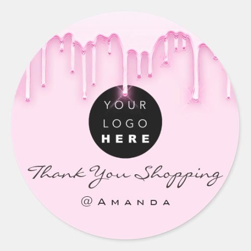 Thank You Shopping Name Instagra Logo Pink Classic Round Sticker