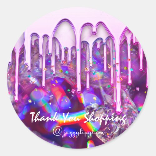 Thank You Shopping Product Drip Confetti Rainbow Classic Round Sticker