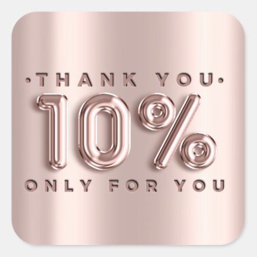 Thank You Shopping Rose Drips 10Off Modern Square Sticker