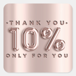Thank You Shopping Rose Drips 10%Off Modern Square Sticker