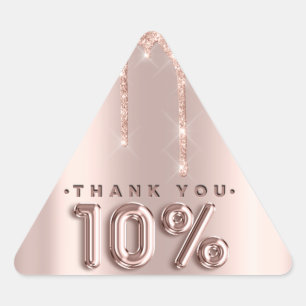 Thank You Shopping Rose Drips 10%Off Triangle Sticker
