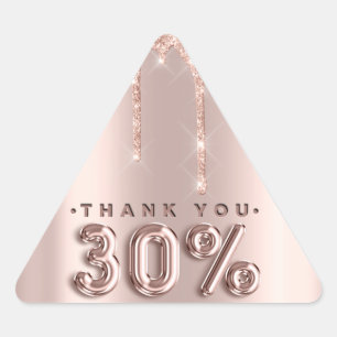 Thank You Shopping Rose Drips 30%Off Triangle Sticker