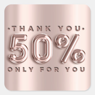 Thank You Shopping Rose Drips 50%Off Modern Square Sticker