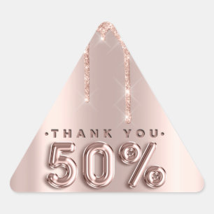 Thank You Shopping Rose Drips 50%Off Triangle Sticker