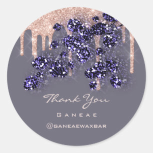 Thank You Shopping Rose Glitter Floral Drip Gray Classic Round Sticker