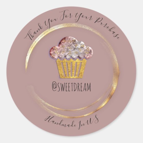 Thank You Shopping Rose Gold Sweet Muffin Candy Classic Round Sticker