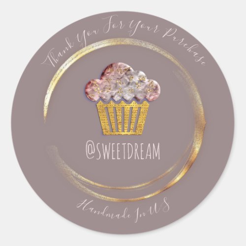 Thank You Shopping Rose Gold Sweet Muffin Food Classic Round Sticker