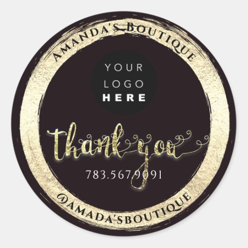  Thank You Shopping Script Gold Framed Logo Classic Round Sticker