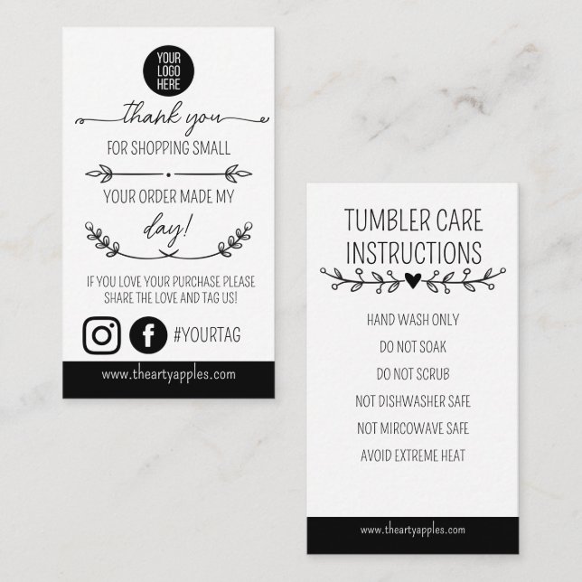 Thank You Shopping Small Insert Card – Logo (Front/Back)