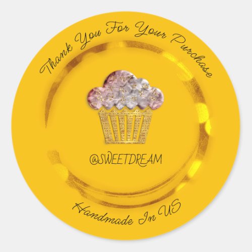 Thank You Shopping Sweet Muffin Candy Gold Custom Classic Round Sticker