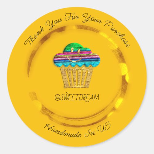 Thank You Shopping Sweet Muffin Candy Golden Smile Classic Round Sticker