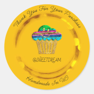 Thank You Shopping Sweet Muffin Candy Golden Smile Classic Round Sticker