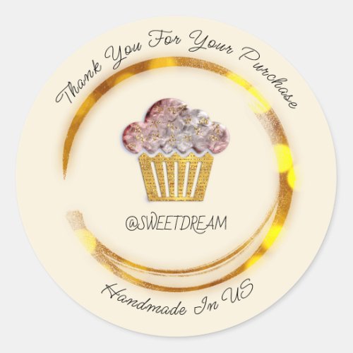 Thank You Shopping Sweet Muffin Candy Packaging Classic Round Sticker