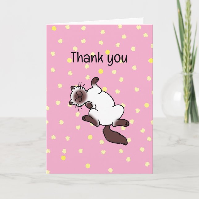 thank you (siamese playful cat) card (Front)