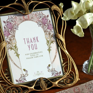 Thank You Sign Art Nouveau William Morris Lavender